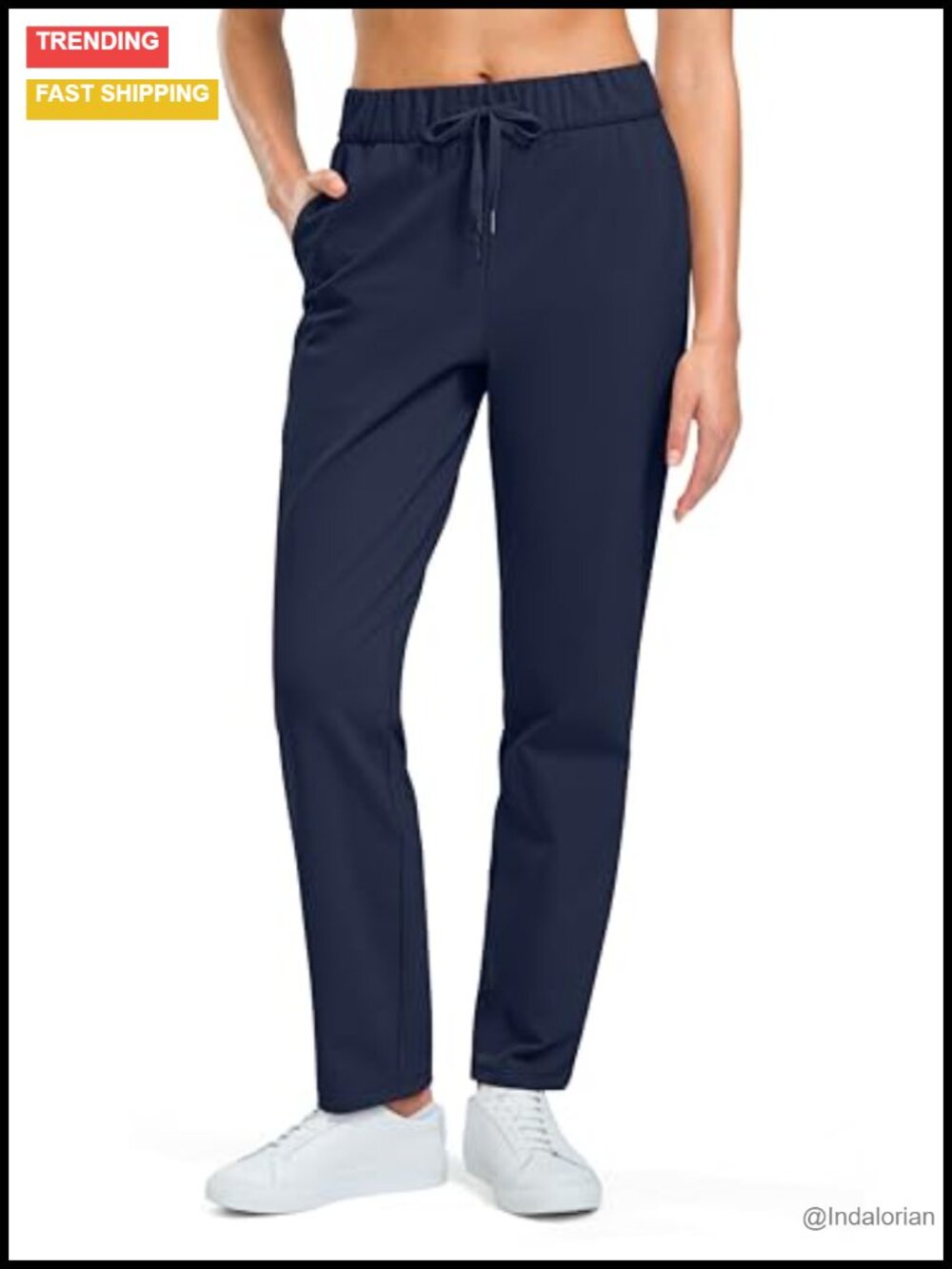 Women's Fleece Lined Golf Pants with Pockets, Mid Rise, Regular
